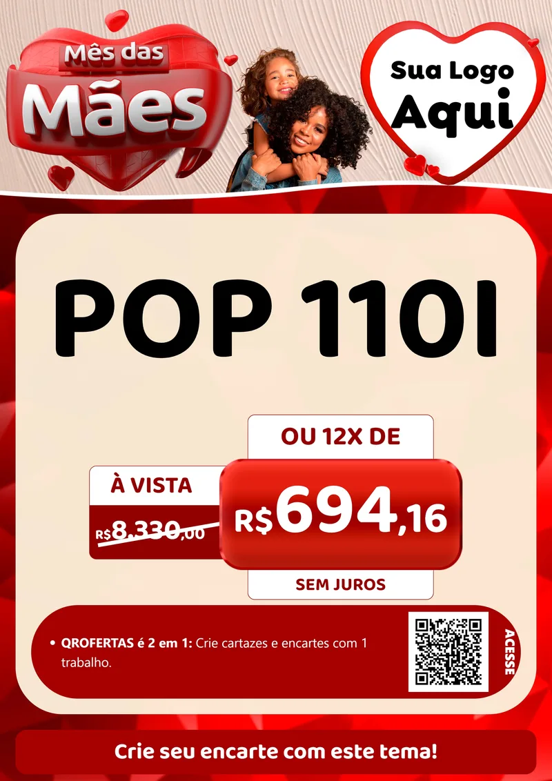 Modelo de Cartaz para Cartaz A4 Vertical com o tema Mês das Mães para Concessionaria de Motos