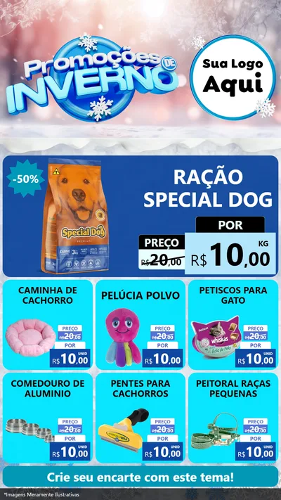 Modelo de Rede Social para Stories com o tema Promoções de Inverno para Pet Shop