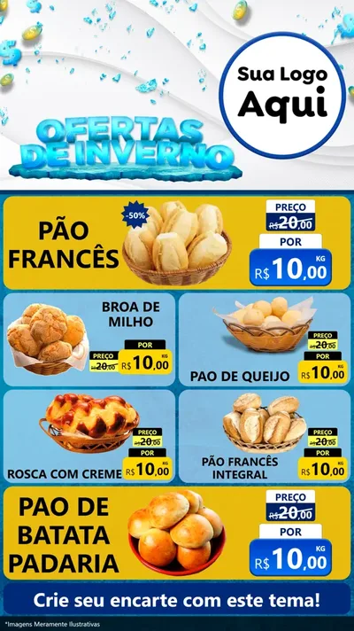Modelo de TV para TV Vertical com o tema Ofertas de Inverno para Padaria