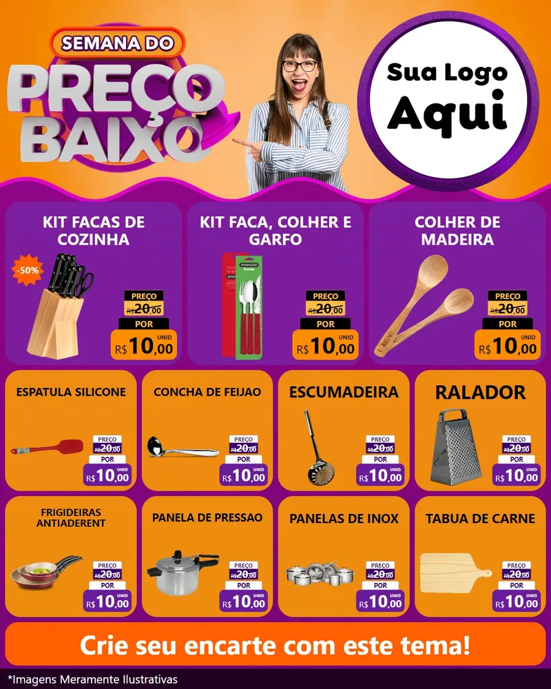 Modelo de Rede Social para Feed Instagram com o tema Semana do Preço Baixo para Utilidades Domésticas