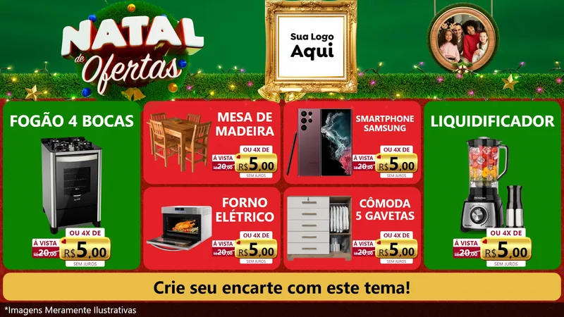 Modelo de TV para TV Horizontal com o tema Natal de Ofertas para Móveis e Eletro