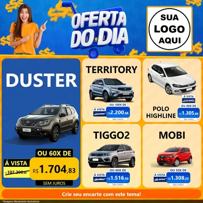 Modelo de Rede Social para Feed Facebook com o tema Oferta do Dia para Concessionaria de Carros