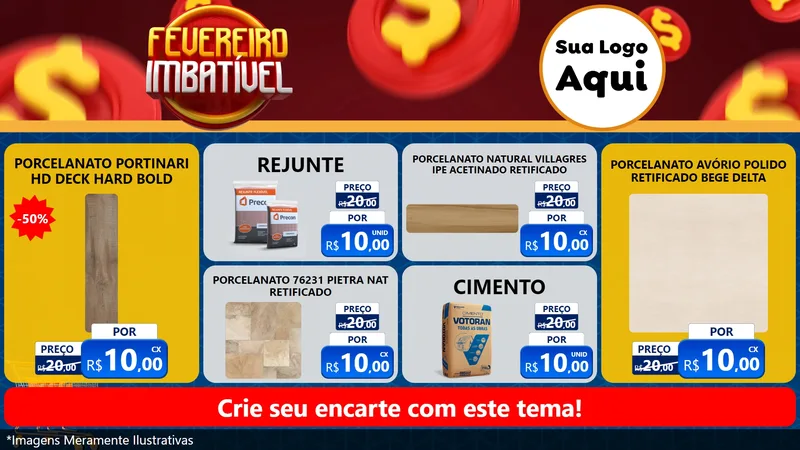 Modelo de TV para TV Horizontal com o tema Fevereiro Imbatível para Pisos e revestimentos