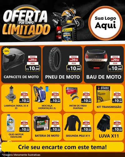 Modelo de Rede Social para Feed Instagram com o tema Oferta Por Tempo Limitado - Motopeças para Moto peças