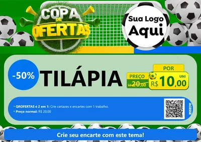 Modelo de Cartaz para Cartaz A4 Horizontal com o tema Copa De Ofertas para Peixaria