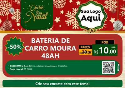 Modelo de Cartaz para Cartaz A4 Horizontal com o tema Natal de Ofertas para Baterias Elétricas