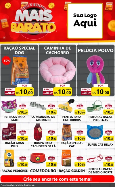 Modelo de Encarte para Encarte Grande com o tema Mais Barato para Pet Shop