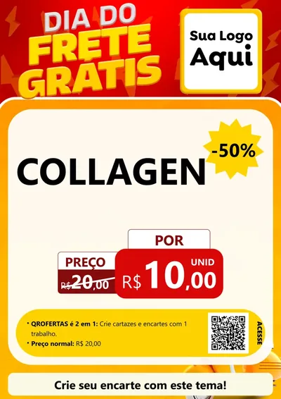 Modelo de Cartaz para Cartaz A4 Vertical com o tema Dia do Frete Grátis para Suplementos alimentares