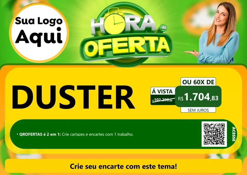 Modelo de Cartaz para Cartaz A4 Horizontal com o tema Hora da Oferta para Concessionaria de Carros