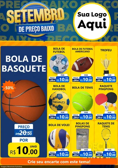 Modelo de Encarte para Encarte A4 Vertical com o tema Setembro De Preço Baixo para Artigos Esportivos