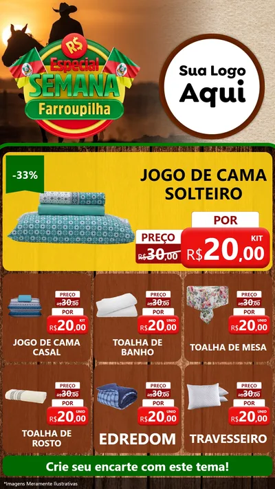 Modelo de Rede Social para Stories com o tema Especial Semana Farroupilha para Cama, Mesa e Banho
