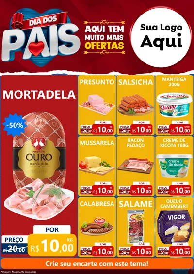 Modelo de Encarte para Encarte A4 Vertical com o tema Dia dos Pais para Frios e Laticínios