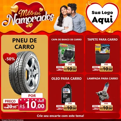 Modelo de Rede Social para Feed Facebook com o tema Mês dos Namorados para Auto peças