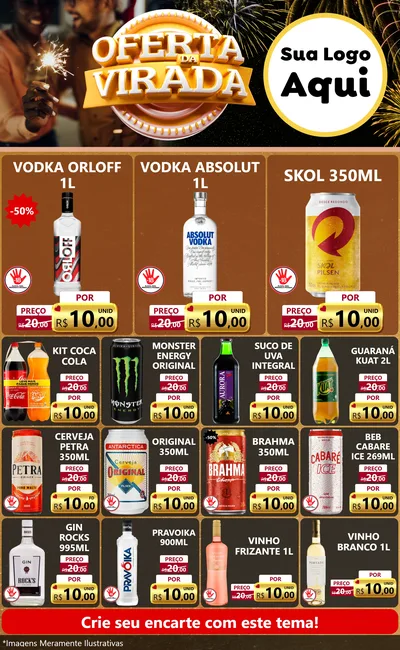 Modelo de Encarte para Encarte Grande com o tema Oferta da Virada para Distribuidora de bebidas