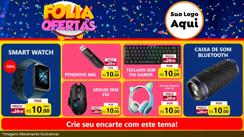 Modelo de TV para TV Horizontal com o tema Folia de Ofertas para Informática