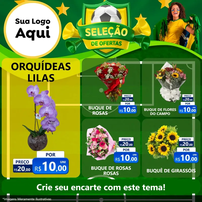 Modelo de Rede Social para Feed Facebook com o tema Seleção de Ofertas - Copa para Floricultura e jardim