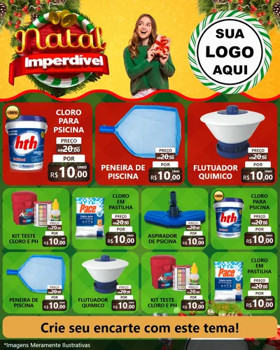 Modelo de Rede Social para Feed Instagram com o tema Natal Imperdível para Produtos para Piscina