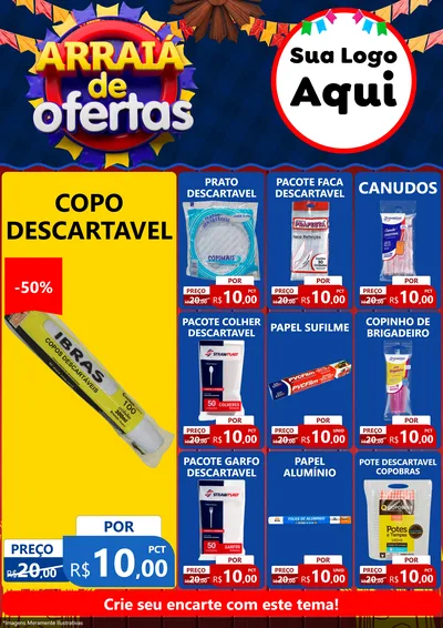 Modelo de Encarte para Encarte A4 Vertical com o tema Arraiá de Ofertas para Embalagens