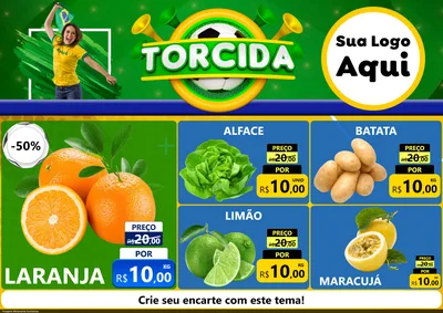 Modelo de Encarte para Encarte A4 Horizontal com o tema Torcida para Hortifrúti