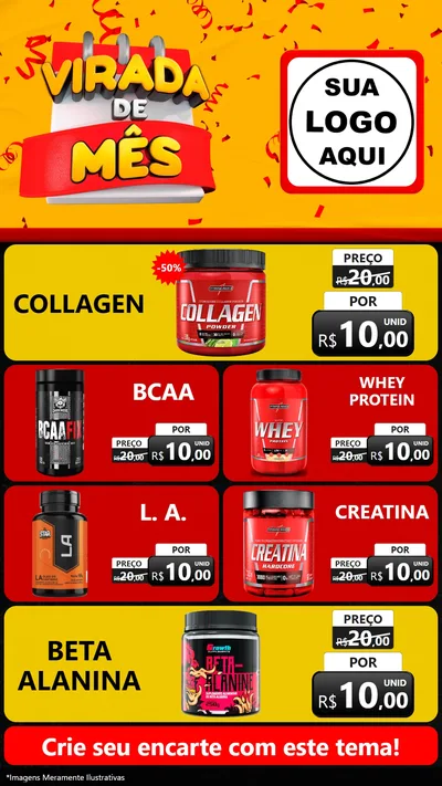 Modelo de TV para TV Vertical com o tema Virada de Mês para Suplementos alimentares