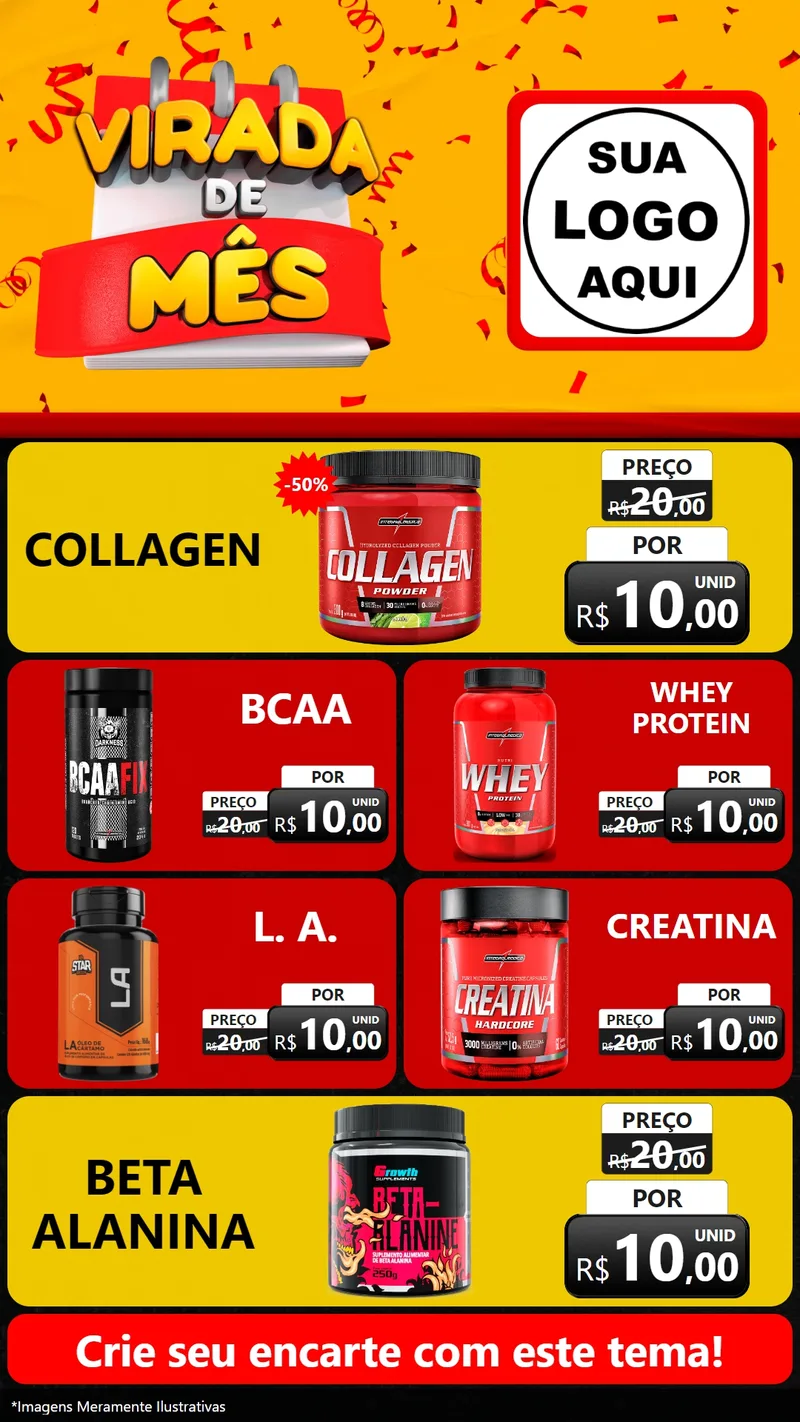 Modelo de TV para TV Vertical com o tema Virada de Mês para Suplementos alimentares
