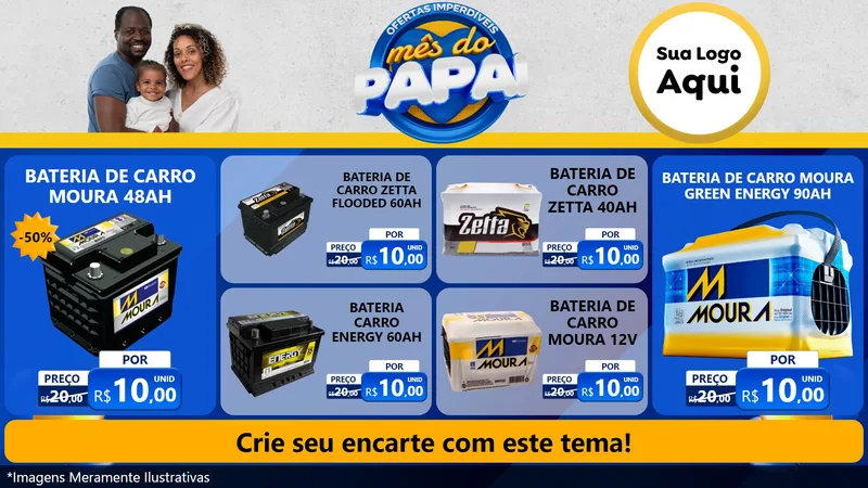 Modelo de TV para TV Horizontal com o tema Ofertas Imperdíveis Mês Do Papai para Baterias Elétricas