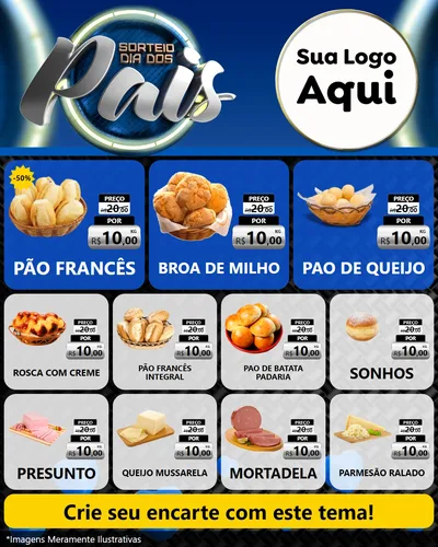 Modelo de Rede Social para Feed Instagram com o tema Sorteio Dia Dos Pais para Padaria