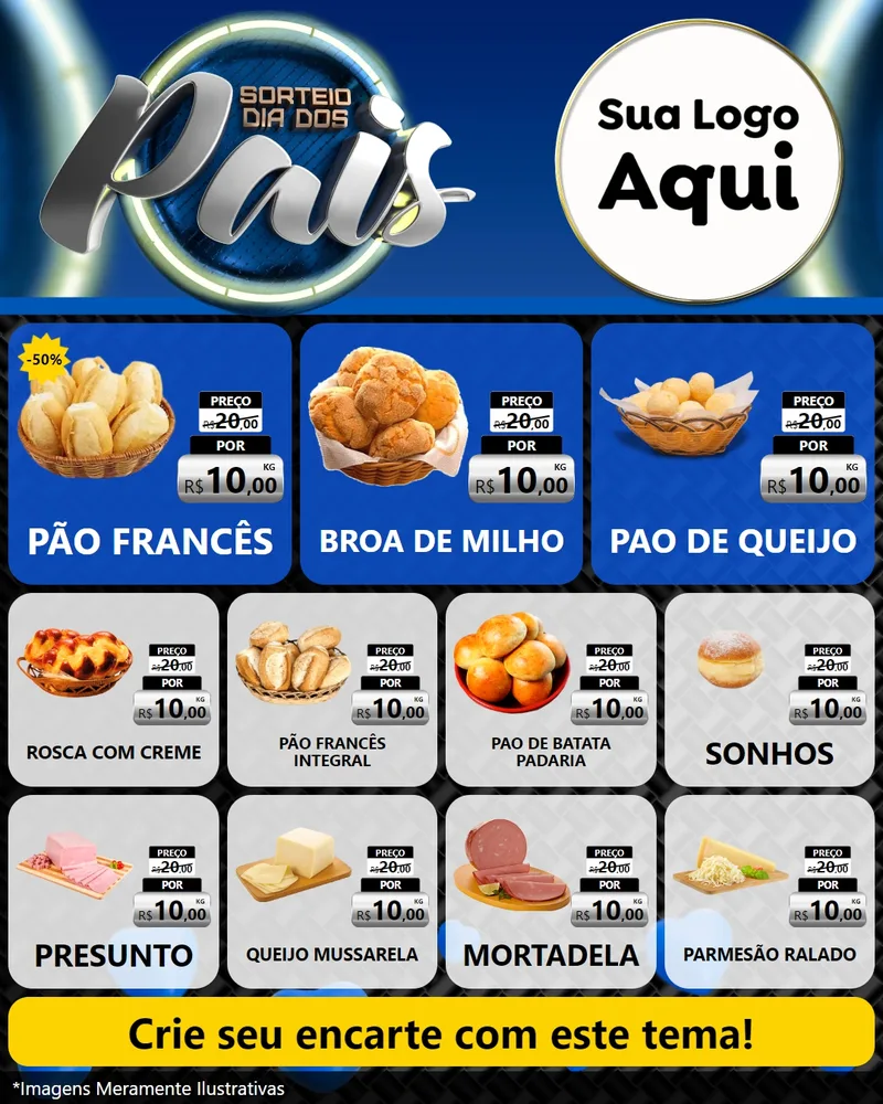 Modelo de Rede Social para Feed Instagram com o tema Sorteio Dia Dos Pais para Padaria