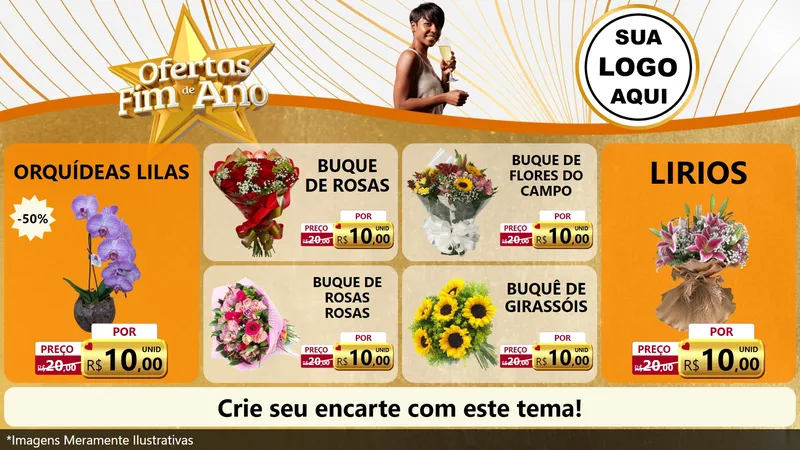 Modelo de TV para TV Horizontal com o tema Ofertas Fim de Ano para Floricultura e jardim