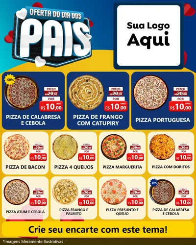 Modelo de Rede Social para Feed Instagram com o tema Oferta Do Dia Dos Pais para Pizzaria