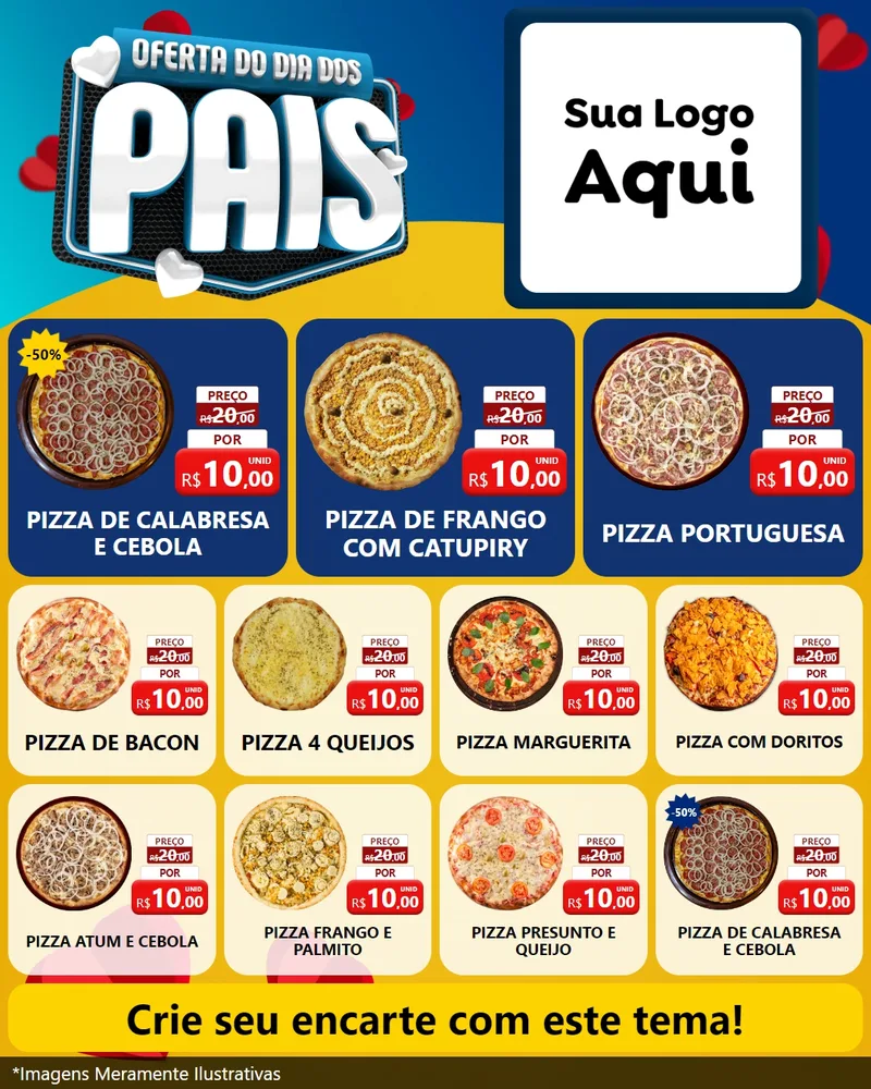 Modelo de Rede Social para Feed Instagram com o tema Oferta Do Dia Dos Pais para Pizzaria