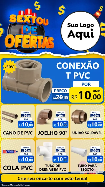 Modelo de Rede Social para Stories com o tema Sextou de Ofertas para Tubos e conexões
