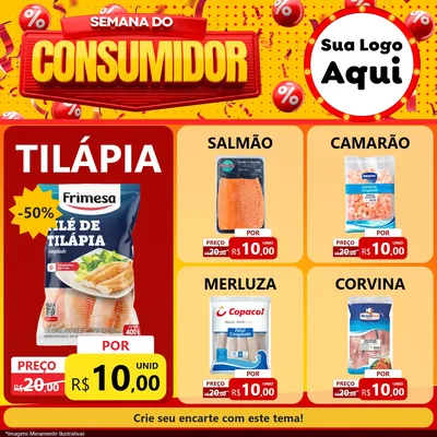 Modelo de Rede Social para Feed Facebook com o tema Semana do Consumidor para Peixaria