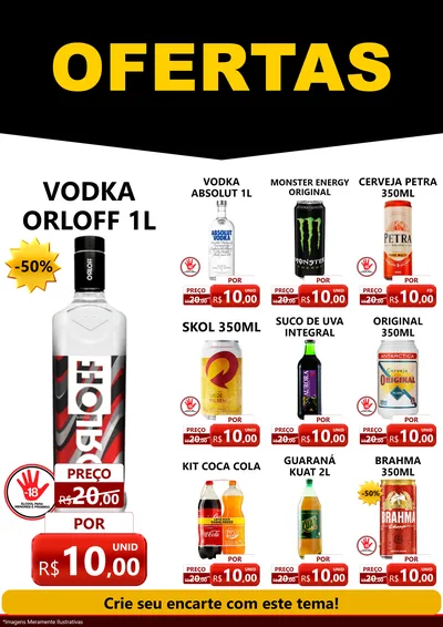 Modelo de Encarte para Encarte A4 Vertical com o tema Ofertas Preto e Vermelho Cartaz para Distribuidora de bebidas