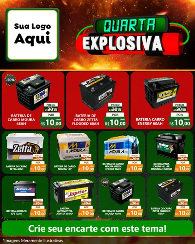 Modelo de Rede Social para Feed Instagram com o tema Quarta Explosiva para Baterias Elétricas