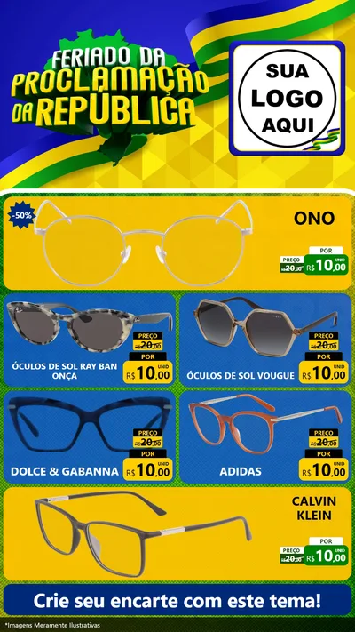 Modelo de TV para TV Vertical com o tema Feriado da Proclamação da República para Óticas