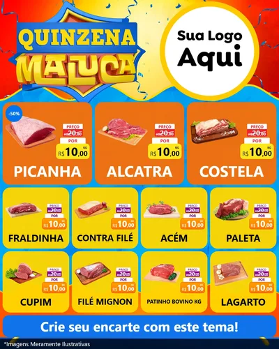 Modelo de Rede Social para Feed Instagram com o tema Quinzena Maluca para Açougue