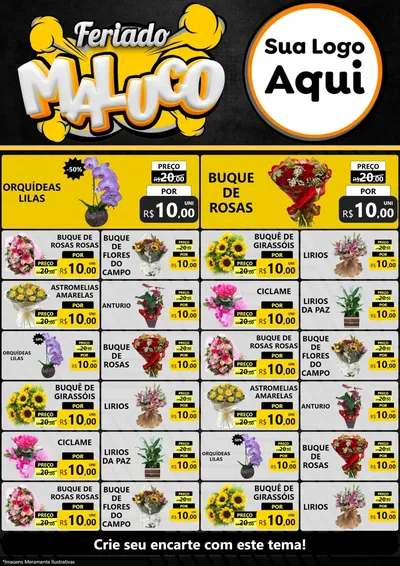 Modelo de Encarte para Encarte A4 Vertical com o tema Feriado Maluco para Floricultura e jardim