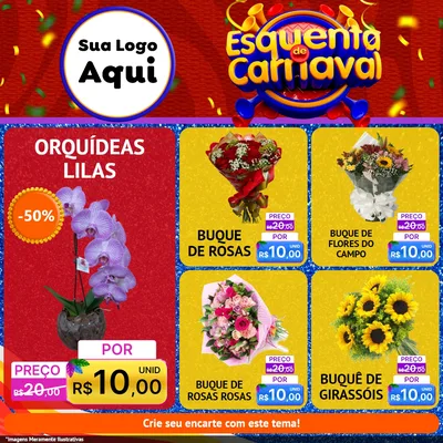 Modelo de Rede Social para Feed Facebook com o tema Esquenta de Carnaval para Floricultura e jardim