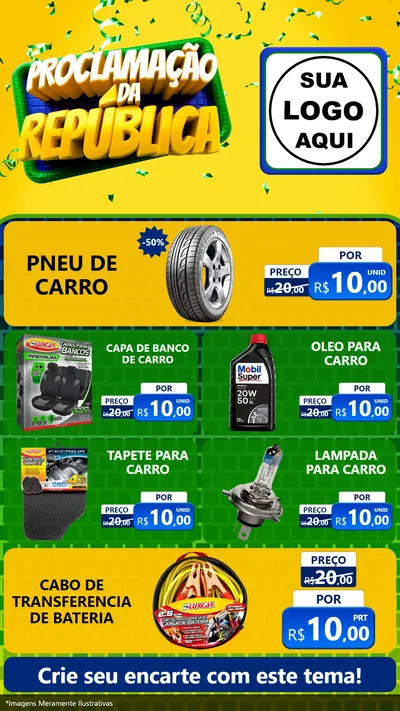 Modelo de TV para TV Vertical com o tema Proclamação da República para Auto peças