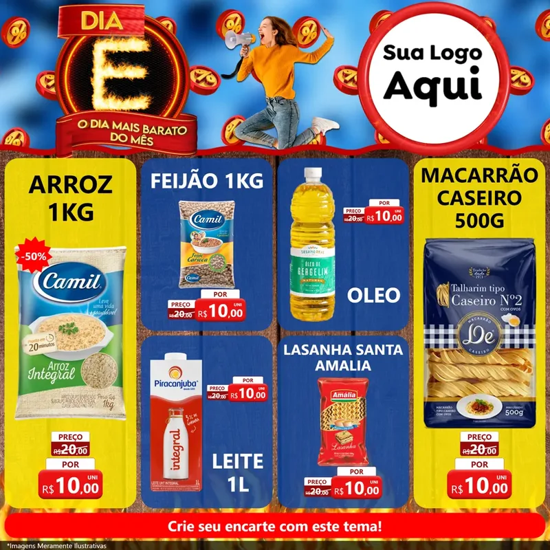 Modelo de Rede Social para Feed Facebook com o tema Dia E - O Dia Mais Barato Do Mês para Supermercado