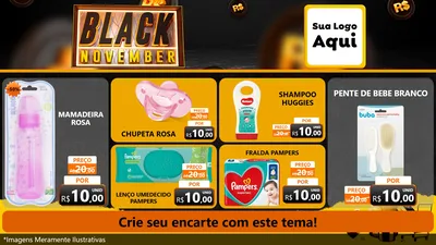 Modelo de TV para TV Horizontal com o tema Black November para Bebês