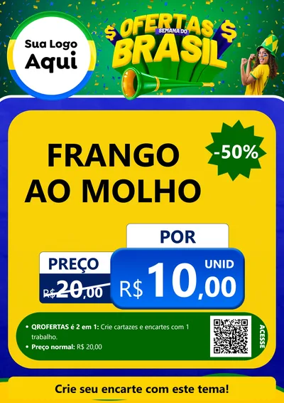 Modelo de Cartaz para Cartaz A4 Vertical com o tema Ofertas Semana do Brasil para Restaurante