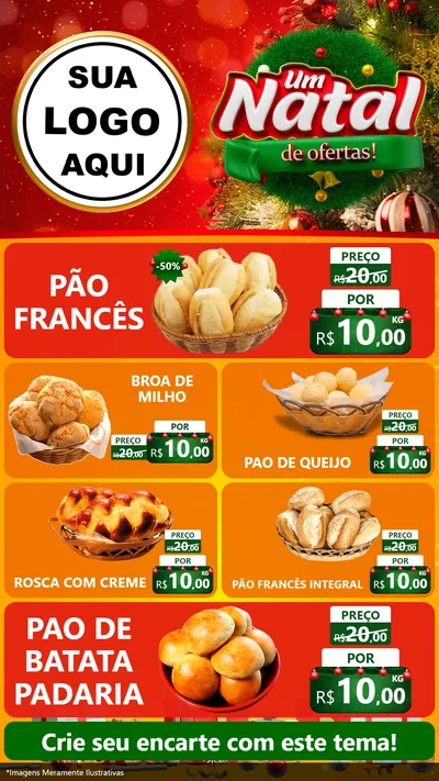 Modelo de TV para TV Vertical com o tema Um Natal de Ofertas para Padaria