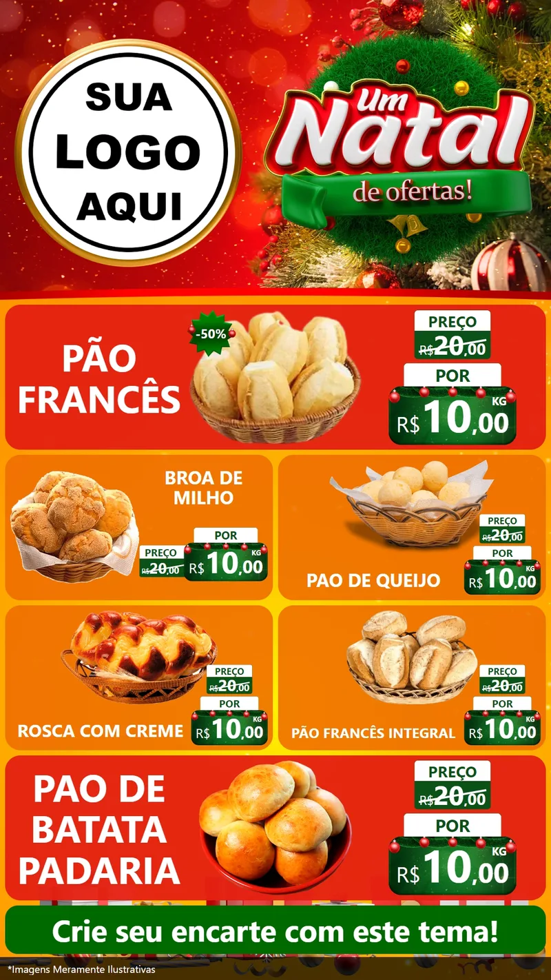 Modelo de TV para TV Vertical com o tema Um Natal de Ofertas para Padaria