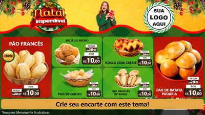 Modelo de TV para TV Horizontal com o tema Natal Imperdível para Padaria