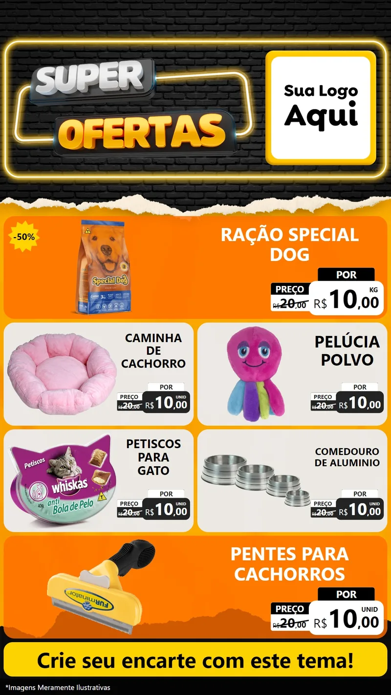 Modelo de TV para TV Vertical com o tema Super Ofertas para Pet Shop