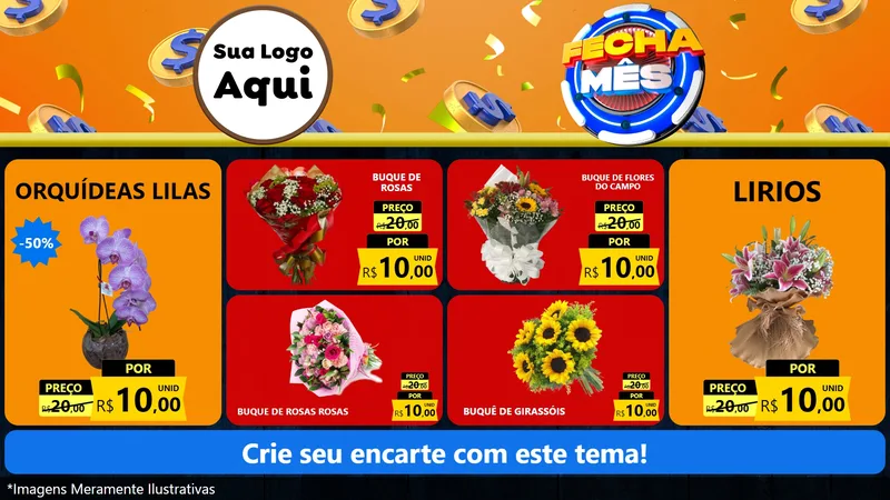 Modelo de TV para TV Horizontal com o tema Fecha Mês para Floricultura e jardim