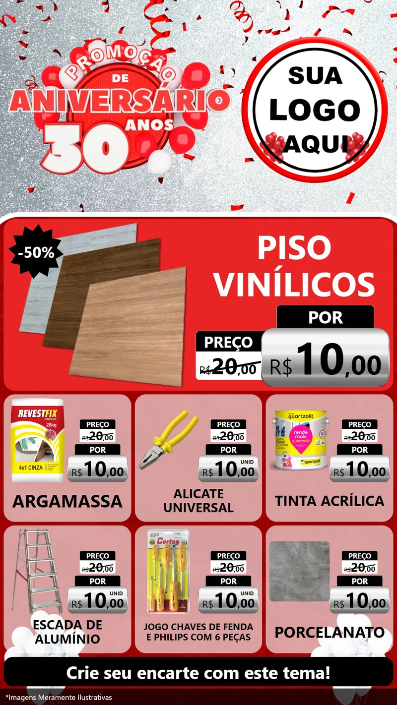 Modelo de Rede Social para Stories com o tema Promoção de Aniversário - 30 Anos para Material para Construção