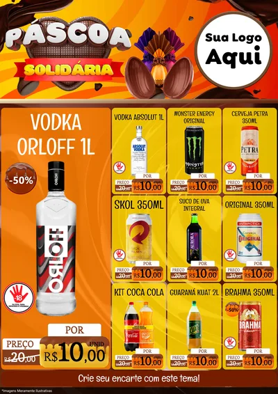 Modelo de Encarte para Encarte A4 Vertical com o tema Páscoa Solidária para Distribuidora de bebidas
